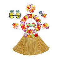 Hawaiian 40CM Straw Grass Dress Upgraded with Enlarged Flower wreath Set of Four Pieces for Stage Dressing Lightinthebox