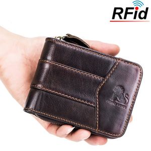 Vintage RFID Antimagnetic Genuine Leathe Trifold Wallet