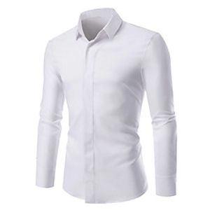 Men's Shirt Solid Colored Button-Down Long Sleeve Casual Tops Casual Fashion Breathable Comfortable White Black Red Lightinthebox