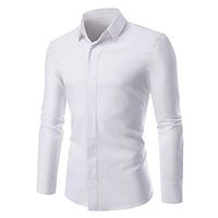 Men's Shirt Solid Colored Button-Down Long Sleeve Casual Tops Casual Fashion Breathable Comfortable White Black Red Lightinthebox - thumbnail