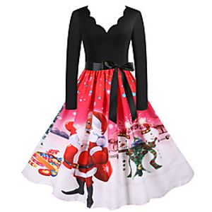 Santa Suit Flapper Dress Dress Adults' Women's Vintage Festival Christmas Halloween New Year Festival  Holiday Terylene RedBlack Women's Easy Carnival Costumes Christmas  Belt Lightinthebox