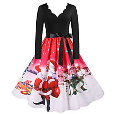 Santa Suit Flapper Dress Dress Adults' Women's Vintage Festival Christmas Halloween New Year Festival  Holiday Terylene RedBlack Women's Easy Carnival Costumes Christmas  Belt Lightinthebox