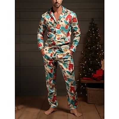 Men's Christmas Pajamas Sleepwear Pajama Set Pajama Top and Pant 2 Pieces Graphic Prints Stylish Casual Comfort Home Christmas Daily Cotton Blend Comfort Soft Lapel Long Sleeve Shirt Pant Drawstring Lightinthebox Men's Christmas Pajamas Sleepwear Pajama Set Pajama Top and Pant 2 Pieces Graphic Prints Stylish Casual Comfort Home Christmas Daily Cotton Blend Comfort Soft Lapel Long Sleeve Shirt Pant Drawstring Lightinthebox