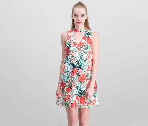 Juniors Printed Cutout Dress  White/Red/Green