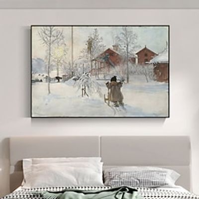 Famous Carl Larsson The Yard and Wash House art Handpainted Winter Vintage art canvas wall art famous art As Christmas Gifts Home Decor No Frame Lightinthebox