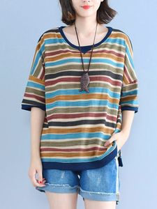 Stripe Short Sleeve Casual T-shirts