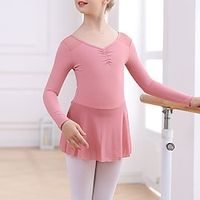 Kids' Dancewear Ballet Dress Pure Color Splicing Tulle Girls' Performance Training Long Sleeve High Polyester Lightinthebox - thumbnail