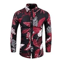 Men's Shirt Graphic Classic Collar Wine Long Sleeve Casual Daily Tops Business Casual miniinthebox - thumbnail