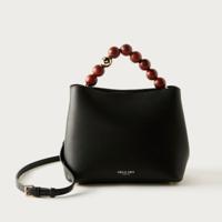 Luella Grey Solid Bucket Bag with Beaded Handle