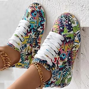 Women's Sneakers Wedge Heels Comfort Shoes Animal Print Outdoor Daily Flat Heel Round Toe Sporty Casual Comfort Walking Shoes Microfiber Lace-up Black And White Leopard Print flower Lightinthebox
