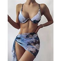 2021 new split printing three-piece swimsuit one-piece bikini miniinthebox - thumbnail