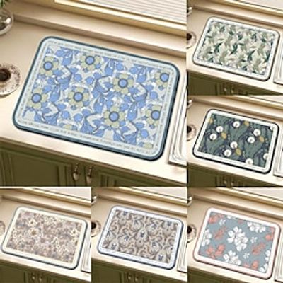 Rubber Dish Drying Mat, Kitchen Countertop Drain Pad, Bowl And Cup Drying Pad, Table Heat Insulation Pad, Soft Water Absorption Pad, Anti-mold And Quick-drying, Washable Kitchen Accessories Lightinthebox