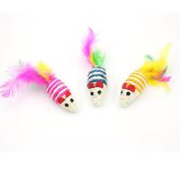 For Pet Sisal Mouse With Feather Tail Cat Toy - Pink