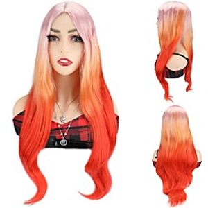 Synthetic Hair Wigs Color Wigs Cosplay Party Wigs Pink Orange Long Wavy Wigs For Black Women miniinthebox