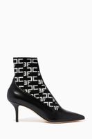 Ankle Boots in Monogram Logo Knit & Leather Ankle Boots in Monogram Logo Knit & Leather