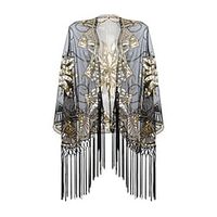 The Great Gatsby Roaring 20s 1920s Cocktail Dress Vintage Dress Cape Wrap Women's Sequins Tassel Fringe Costume Vintage Cosplay Event / Party Shawl Halloween miniinthebox - thumbnail