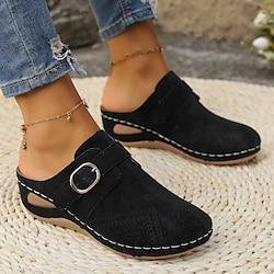 Women's Slippers Outdoor Slippers Beach Slippers Hidden Heel Round Toe Casual Comfort Minimalism Walking Faux Leather PU Loafer Black White Light Grey Lightinthebox