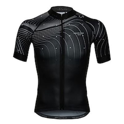 Men's Cycling Jersey Short Sleeve Bike Jersey Top with 3 Rear Pockets Cycling Breathable Back Pocket Stretchy Silver Dark Grey Forest Green Graphic Sports Clothing Apparel Lightinthebox