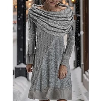 Women's Casual Dress Winter Dress Plain Dress Midi Dress Ruffle Daily Date Going out Fashion Modern Cowl Neck Long Sleeve 2023 Regular Fit Gray Color S M L XL XXL Size Lightinthebox Women's Casual Dress Winter Dress Plain Dress Midi Dress Ruffle Daily Date Going out Fashion Modern Cowl Neck Long Sleeve 2023 Regular Fit Gray Color S M L XL XXL Size Lightinthebox