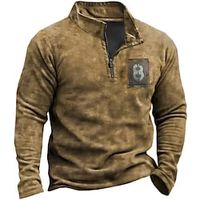 Men's Zip Up Sweatshirt Pullover Quarter Zipper Sweatshirt Brown Half Zip Graphic Prints Zipper Print Daily Sports 3D Print Basic Designer Casual Spring   Fall Clothing Apparel Hoodies Sweatshirts  Lightinthebox - thumbnail