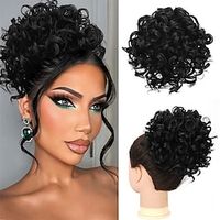 Messy Bun Black Drawstring Ponytail Hair Extension Curly Bun Hair Piece For Women with Thinning Hair High Temperature Synthetic Fiber Hair Bun Extension 80g Lightinthebox - thumbnail