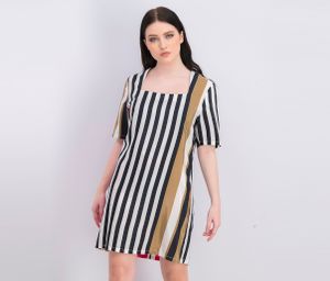 Womens Stripe Dress  Black Combo