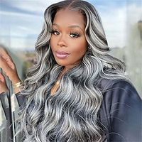 European and American Wig Women's Fashion Mid-Section Long Curly Hair Wig Wavy Highlight Silver Gray Mechanism Full Head Headgear Wig Lightinthebox - thumbnail