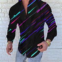 Men's Shirt Linear Turndown Street Casual Button-Down Print Long Sleeve Tops Casual Fashion Comfortable Green / Spring / Summer miniinthebox - thumbnail