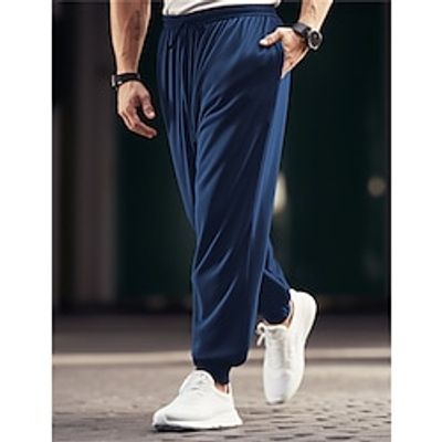 Men's Sweatpants Joggers Trousers Velvet Pants Drawstring Elastic Waist Elastic Cuff Plain Comfort Breathable Casual Daily Holiday Sports Fashion Black Blue Lightinthebox