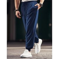 Men's Sweatpants Joggers Trousers Velvet Pants Drawstring Elastic Waist Elastic Cuff Plain Comfort Breathable Casual Daily Holiday Sports Fashion Black Blue Lightinthebox - thumbnail