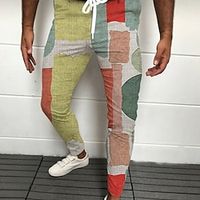 Men's Joggers Trousers Casual Pants Drawstring Elastic Waist 3D Print Color Block Graphic Prints Comfort Casual Daily Streetwear Basic Fashion Green Purple Micro-elastic Lightinthebox - thumbnail