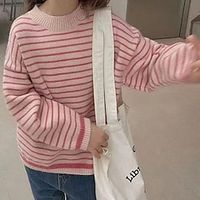 Kids Girls' Sweater Solid Color School Long Sleeve Fashion 7-13 Years Spring Black Pink Beige Lightinthebox - thumbnail