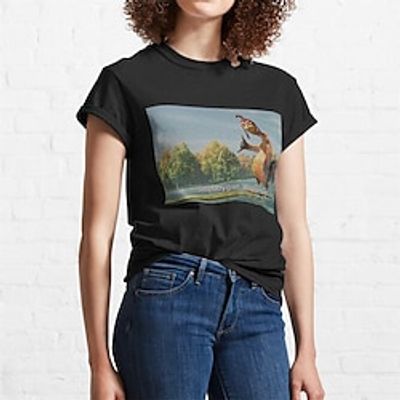 Women's T shirt Tee Animal Black Print Short Sleeve Daily Weekend Fashion Funny Round Neck Chicken Joe Regular Fit Spring  Summer Lightinthebox