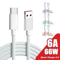 66W USB Type C Cable QC 3.0 Fast Charging Braided Data Cord For Huawei P30 Xiaomi 14 Redmi 13 Samsung Oneplus 11 POCO X5 F5 miniinthebox