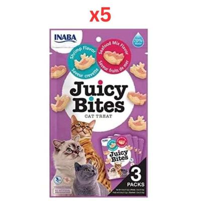 Inaba Juicy Bites Shrimp & Seafood Mix Flavor 33.9G 3 Pouches Per Pack (Pack of 5) Inaba Juicy Bites Shrimp & Seafood Mix Flavor 33.9G 3 Pouches Per Pack (Pack of 5)