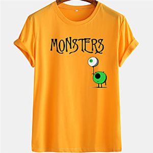 Men's Unisex Tee T shirt Hot Stamping Graphic Prints Eye Letter Plus Size Short Sleeve Casual Tops 100% Cotton Basic Designer Big and Tall White Blue Yellow miniinthebox