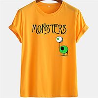 Men's Unisex Tee T shirt Hot Stamping Graphic Prints Eye Letter Plus Size Short Sleeve Casual Tops 100% Cotton Basic Designer Big and Tall White Blue Yellow miniinthebox - thumbnail