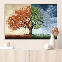 Plants Wall Art Canvas Four Seasons Tree Prints and Posters Plants Pictures Decorative Fabric Painting For Living Room Pictures No Frame miniinthebox - thumbnail
