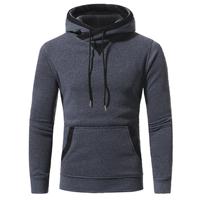 Mens Solid Color Casual Sport Hooded Tops - thumbnail