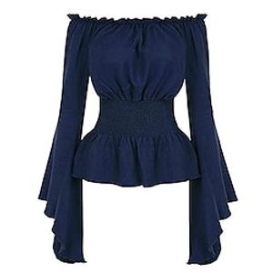 Shirt Peplum Peasant Blouse Shirt Peplum Peasant Blouse Green White Black S Lightinthebox