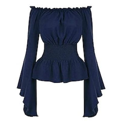 Shirt Peplum Peasant Blouse Shirt Peplum Peasant Blouse Green White Black S Lightinthebox