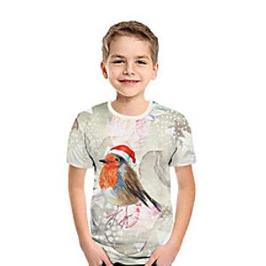 Kids Boys' T shirt Tee Short Sleeve 3D Print Bird Animal Beige Children Tops Summer Active Daily Wear Regular Fit 3-12 Years Lightinthebox