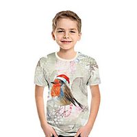 Kids Boys' T shirt Tee Short Sleeve 3D Print Bird Animal Beige Children Tops Summer Active Daily Wear Regular Fit 3-12 Years Lightinthebox - thumbnail