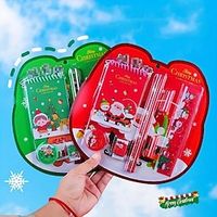 8pcs/set Christmas Stationery Set Christmas Small Gift Cartoon Student Learning Supplies Including, Pencils, Erasers, Rulers, Pencil Sharpeners, Notebooks Etc miniinthebox - thumbnail