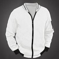 Men's Sweatshirt Full Zip Sweatshirt Black White Light Grey Dark Gray Crew Neck Plain Sports  Outdoor Daily Holiday Streetwear Basic Casual Spring   Fall Clothing Apparel Hoodies Sweatshirts  miniinthebox - thumbnail