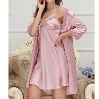 Silky Soft Two Piece Slip Dress Robes Sleepwear Suit