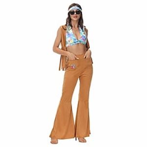 Disco Party Costume Masquerade Adults' Women's Vintage Inspired Halloween Halloween Club Halloween Masquerade Festival  Holiday Polyster Brown Women's Easy Carnival Costumes Solid Color  Vest  Top Lightinthebox