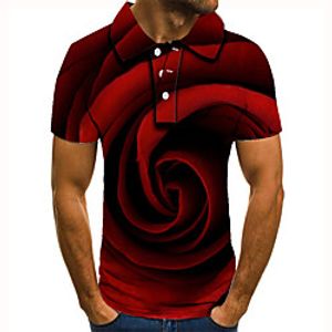 Men's Polo 3D Print 3D Graphic Prints Button-Down Short Sleeve Street Tops Casual Fashion Cool Red Lightinthebox
