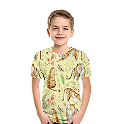 Kids Boys' T shirt Tee Short Sleeve Graphic Print Yellow Children Tops Summer Active Regular Fit 3-13 Years miniinthebox