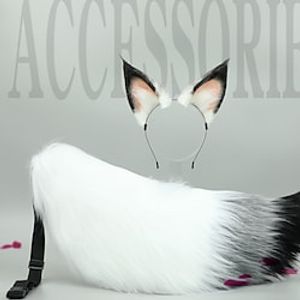 Hand-made Cosplay Props Beast Ears Headdress Beast Tail Accessories Walnut Fox Ears Headband Foxtail Suit Lightinthebox